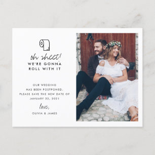 Carte Postale Faire-part Drôle Roll Avec It Photo Mariage Postponton