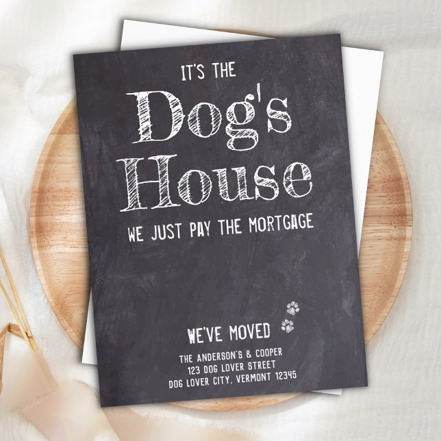 Carte Postale Faire-part Drôle rustique nous avons déplacé le chien qui bou (Créateur téléchargé)