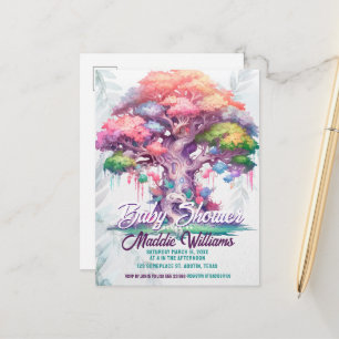 Carte Postale Faire-part du Baby shower de l'arbre magique de la