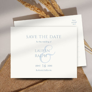 Carte Postale Faire-part Dusty Blue & Ivory Script Wedding Enregistrer La D