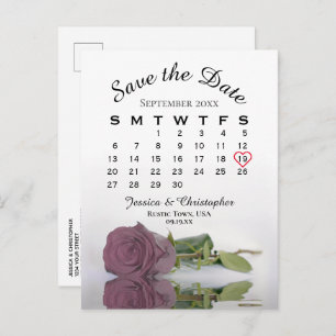 Carte Postale Faire-part Dusty Mauve Rose Calendrier du Mariage Enregistrer