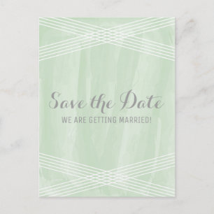 Carte Postale Faire-part Économie de date de décoration à l'aquarelle verte