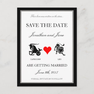 Carte Postale Faire-part Économies d'amour de zodiaque la date