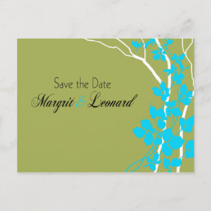 Carte Postale Faire-part Économies de Bella de fleurs de cerisier la date