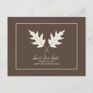 Carte Postale Faire-part Économies de brun de mariage de automne le feuille