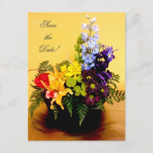Carte Postale Faire-part Économies de composition florale en arc-en-ciel la
