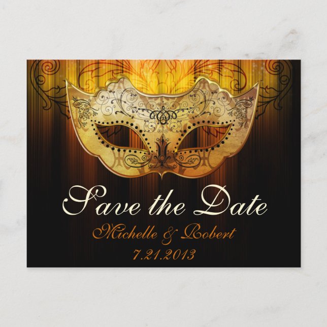 Carte Postale Faire-part Économies de fantaisie de mariage de mascarade (Devant)