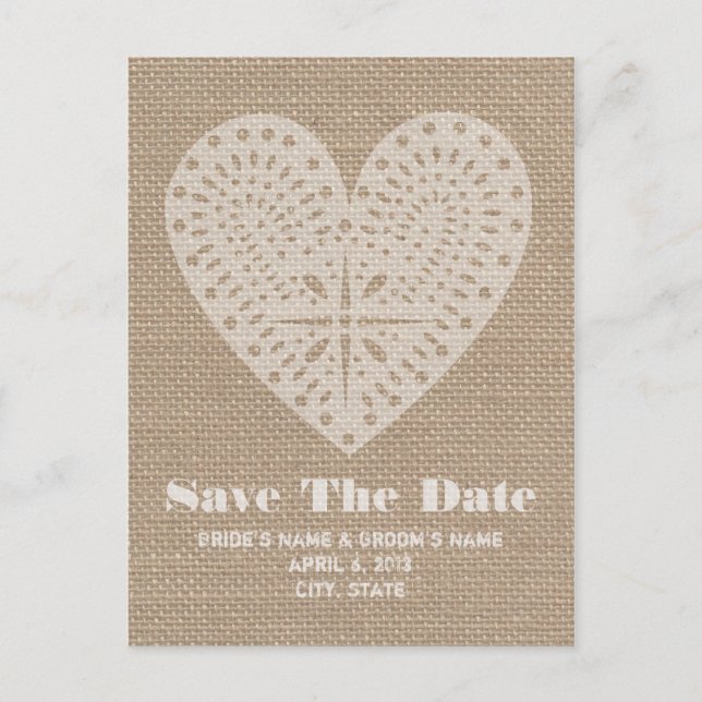 Carte Postale Faire-part Économies de mariage de coeur inspirées par toile (Devant)