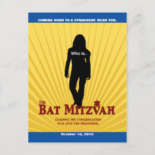 Carte Postale Faire-part Économies de star de cinéma de bat mitzvah le bleu