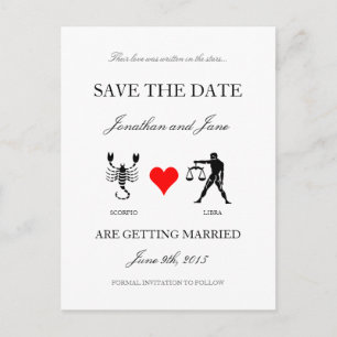 Carte Postale Faire-part Économies de zodiaque le blanc de date