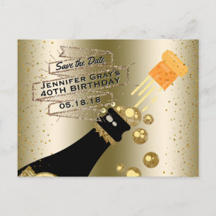 Carte Postale Faire-part Économies fascinantes de Champagne d'or