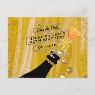 Carte Postale Faire-part Économies fascinantes de noir d'or l'anniversaire