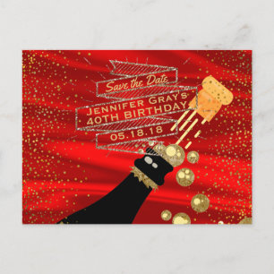 Carte Postale Faire-part Économies fascinantes de rouge d'or l'anniversaire