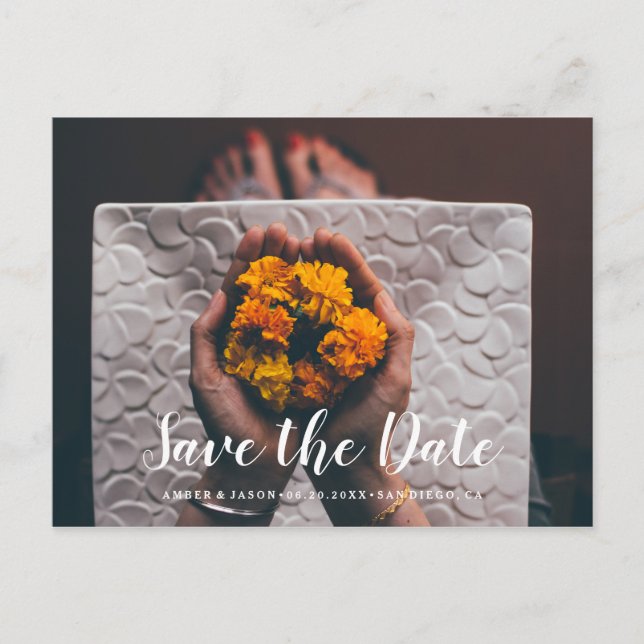 Carte Postale Faire-part Économies indiennes de mariage de photographie (Devant)