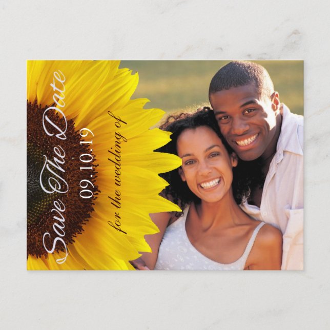 Carte Postale Faire-part Économies jaunes de mariage de tournesol la photo (Devant)