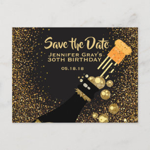 Carte Postale Faire-part Économies noires fascinantes d'or l'anniversaire