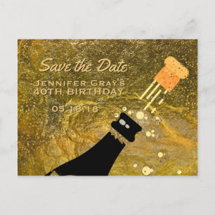 Carte Postale Faire-part Économies noires fascinantes d'or l'anniversaire