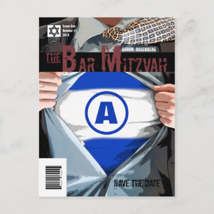 Carte Postale Faire-part Économies nouvelles graphiques de Mitzvah de barre