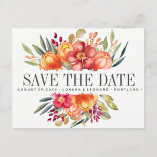 Carte Postale Faire-part Économies oranges peintes de mariage de fleurs la