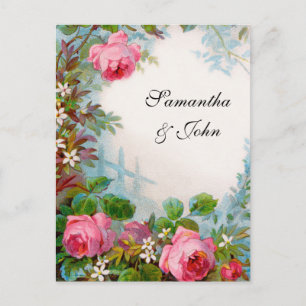 Carte Postale Faire-part Économies romantiques de mariage de jardin la date