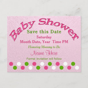 Carte Postale Faire-part Économies roses et vertes de baby shower les