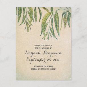 Carte Postale Faire-part Économies rustiques vintages de feuille d'arbre de