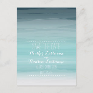 Carte Postale Faire-part Économies turquoises de mariage de plage d'Ombré
