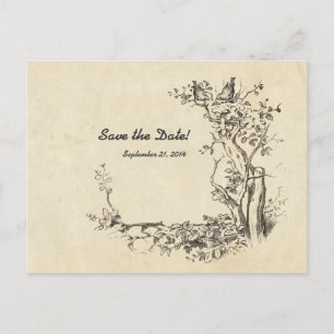 Carte Postale Faire-part Économies vintages de crème d'oiseaux la date
