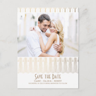 Carte Postale Faire-part Économies vintages de photo d'or blanc d'art déco