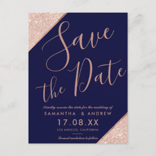 Carte Postale Faire-part Économisez la date de mariage écriture pailletée o