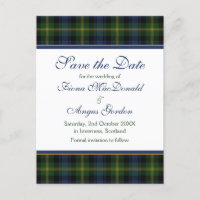 Écossais Gordon Tartan Mariage Enregistrer la date