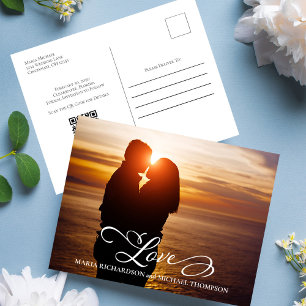 Carte Postale Faire-part Écriture Élégante Mariage Enregistrer la Date Pers