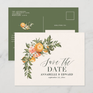 Carte Postale Faire-part Écriture élégante mariage moderne botanique citrus