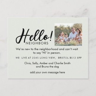 Carte Postale Faire-part Editable "Hello Neighbor" Postcard | New Address,