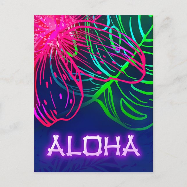 Carte Postale Faire-part Electric Luau Tropical Night Neon Aloha Enregistre (Devant)