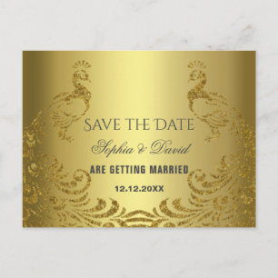 Carte Postale Faire-part Elégant Abstrait Peacock Mariage