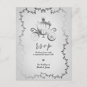 Carte Postale Faire-part Elégant Argent Carriage Storybook Wedding RSVP