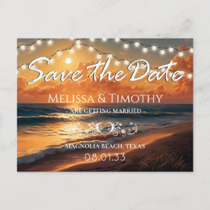 Carte Postale Faire-part Elegant Beach Sunset Enregistrer la date Annonce P