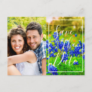 Carte Postale Faire-part Élégant Bluebonnets Printemps Photo Enregistrer la
