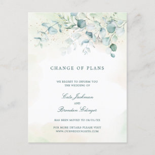 Carte Postale Faire-part Elégant Eucalyptus Verdure Mariage Postponse