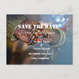 Carte Postale Faire-part Élégant Henna Indian Enregistrer la date annonce