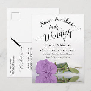 Carte Postale Faire-part Elégant Lilac Purple Rose Mariage Enregistrer la d