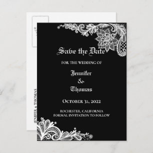 Carte Postale Faire-part Elégant mariage halloween enregistrer la date cart