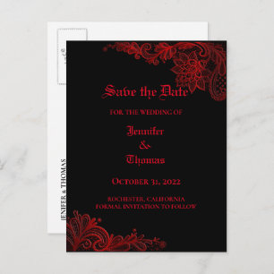 Carte Postale Faire-part Elégant mariage halloween enregistrer la date cart