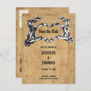 Carte Postale Faire-part Elégant mariage halloween enregistrer la date cart