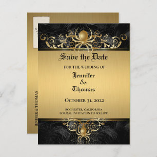 Carte Postale Faire-part Elégant mariage halloween enregistrer la date cart