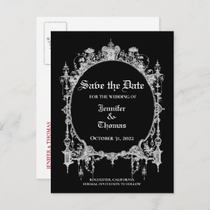 Carte Postale Faire-part Elégant mariage halloween enregistrer la date cart