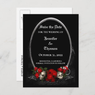 Carte Postale Faire-part Elégant mariage halloween enregistrer la date cart