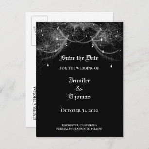 Carte Postale Faire-part Elégant mariage halloween enregistrer la date cart