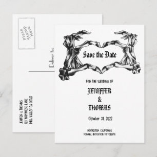 Carte Postale Faire-part Elégant mariage halloween enregistrer la date cart